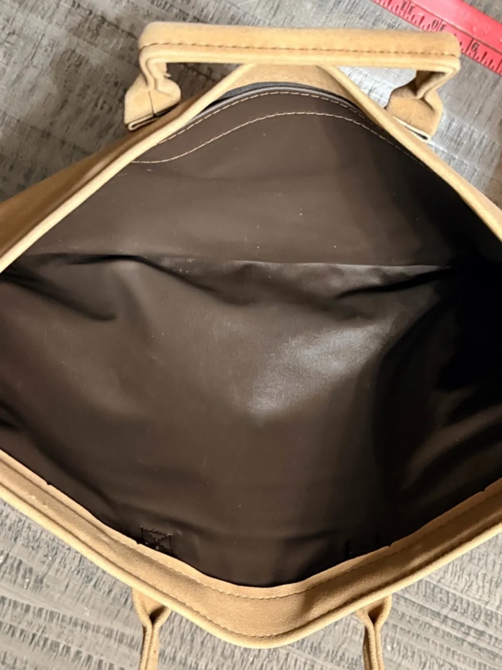 Vtg. Hazel Genuine Mojave Suede Portfolio Tote Bag in Tan (1970’s)